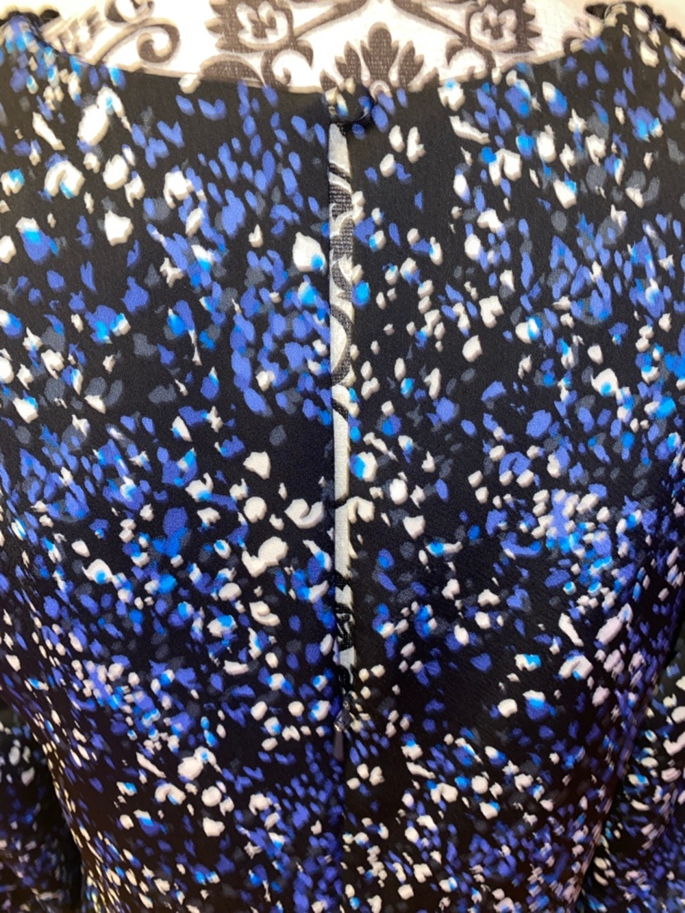 NWT! Banana Republic Black, Blue and White Speckled Long Sleeve Dress Size 10P - Picture 9 of 14